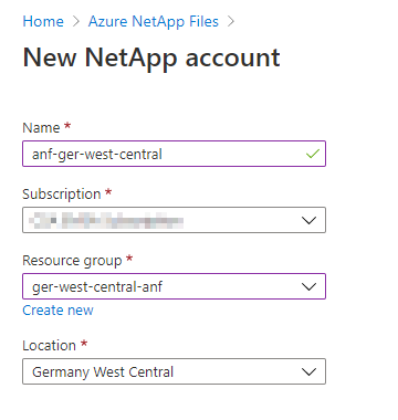 NetApp Account erzeugen