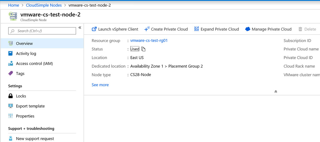 Überblick zu VMware on Azure: einzelner Node